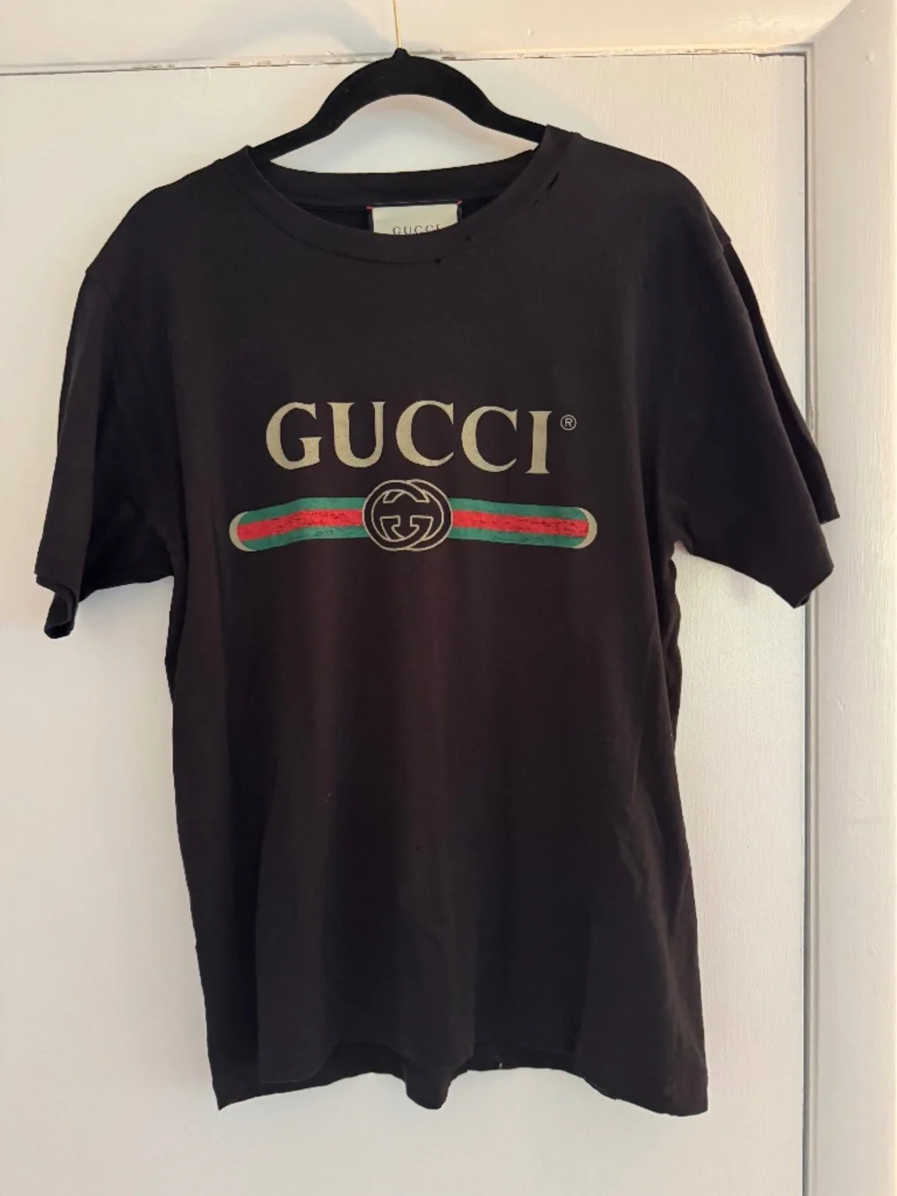 Authentic Gucci Logo T-Shirt Black Web Stripe Tee Made in Italy Size x-small